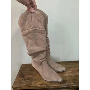 Women's knee high slouch beige faux suede boots by My Soft size 8.5